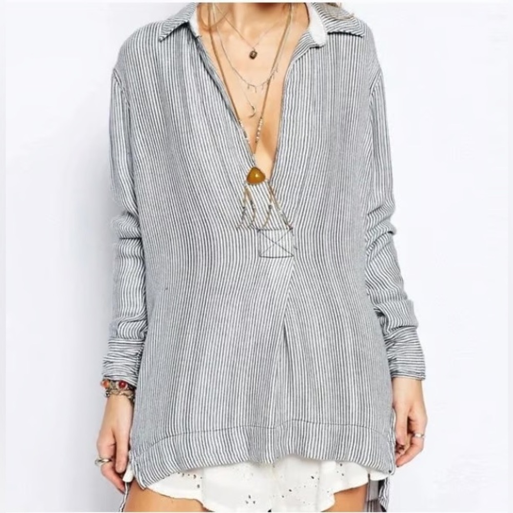 Free People “On The Road” Striped Top Size Small